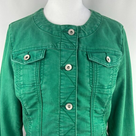 Tristan Casual Chic Emerald Green Denim Jacket - Large - Picture 3 of 10